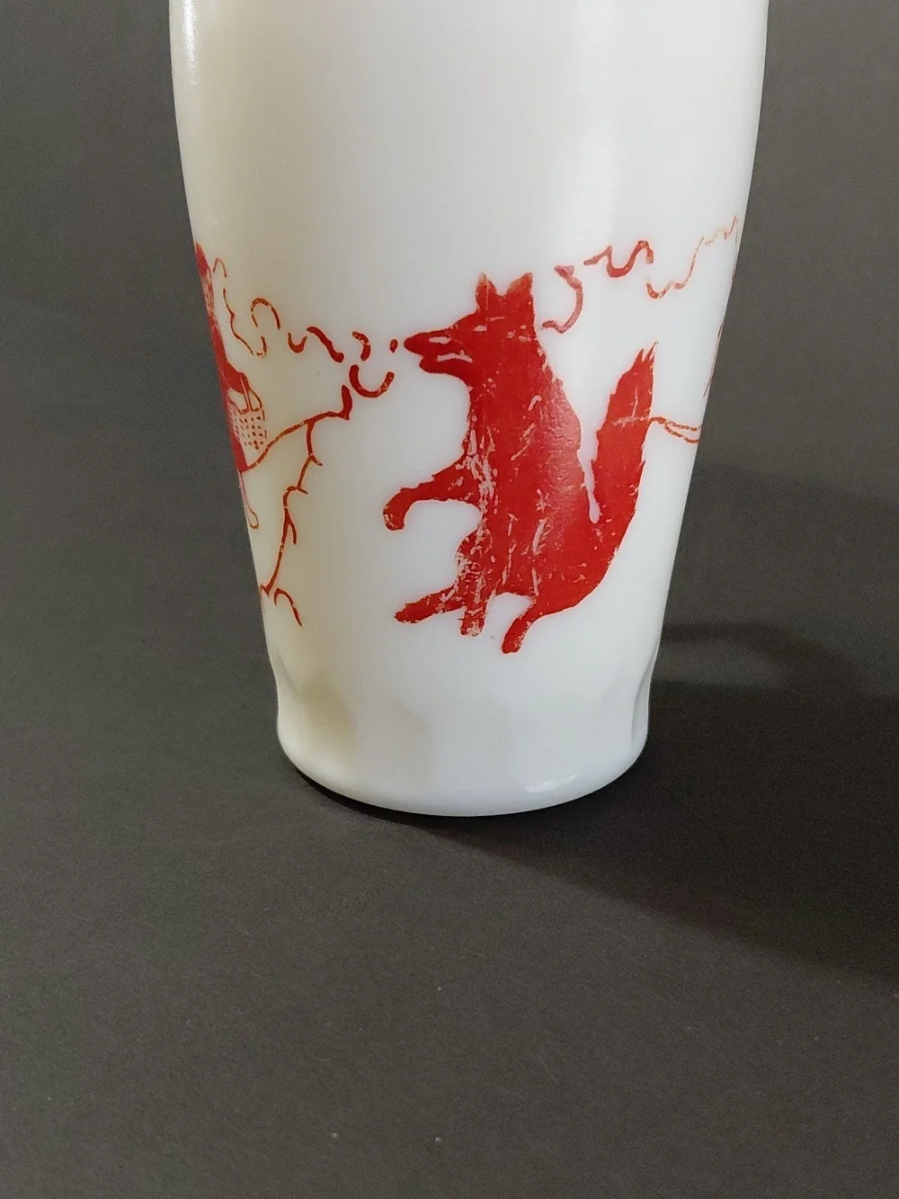Vintage Hazel-Atlas Little Red Riding Hood White with Red Accents Milk Glass Mug